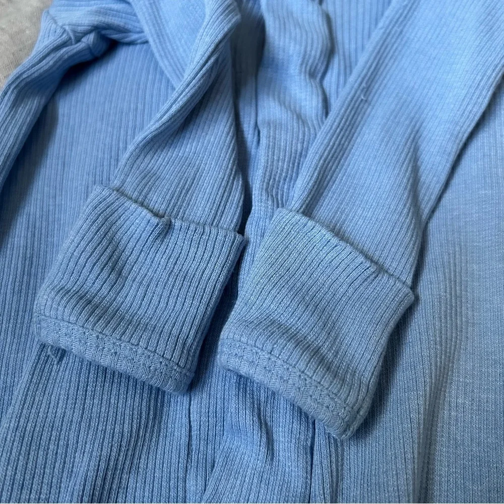 Magnetic Me Blue Ribbed Magnetic One Piece Footie Organic Cotton Modal 3-6 Month